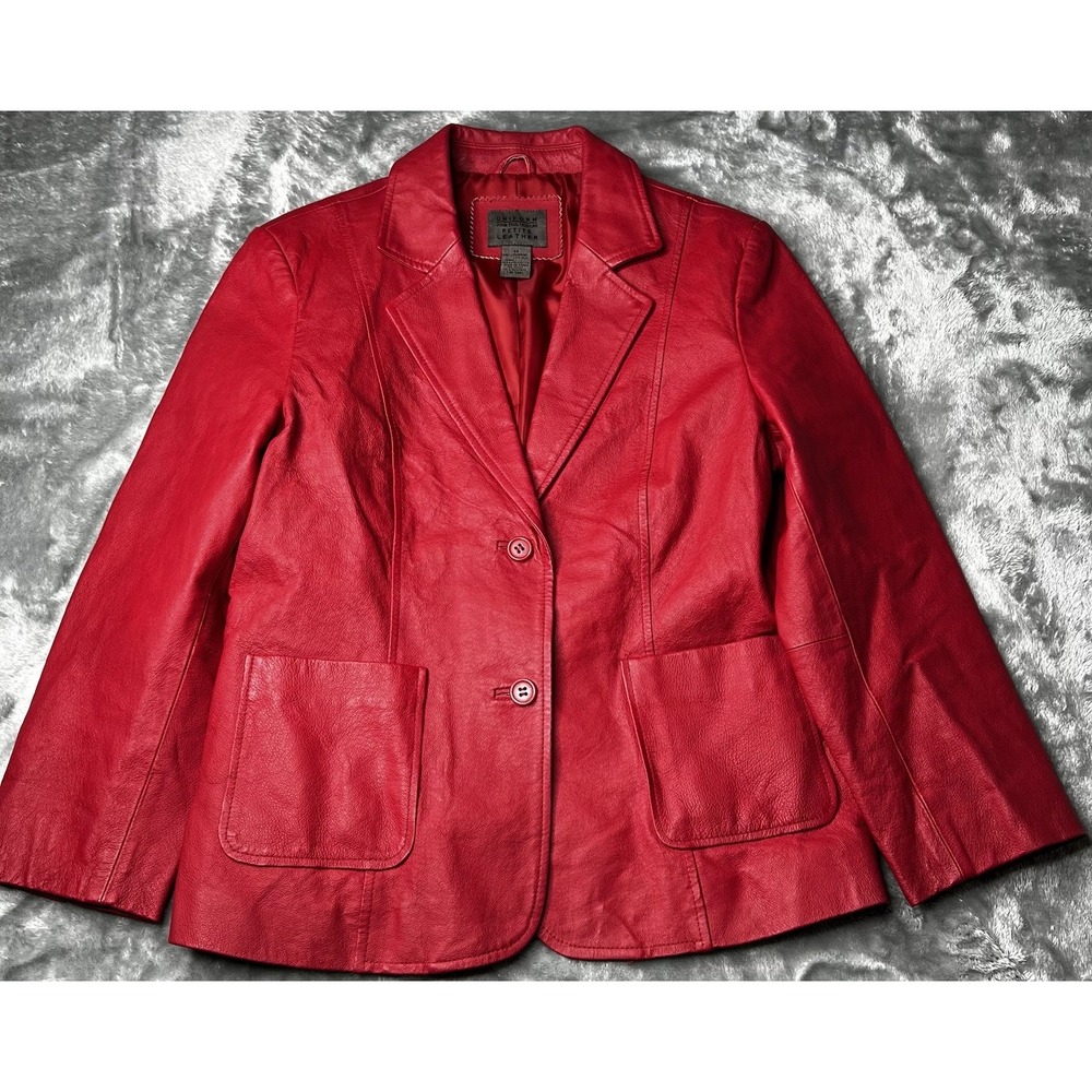 Jean Paul Richard Leather Jacket Women Size 10 Lipstick Red Coat Genuine Leather